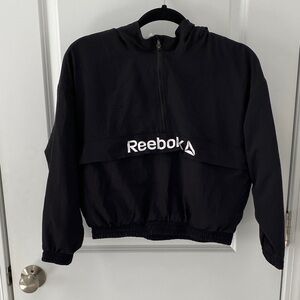 Reebok Black Hooded Half-Zip Anorak Jacket for Kids